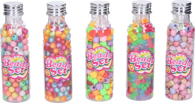 Gekleurde kralen in een flesje