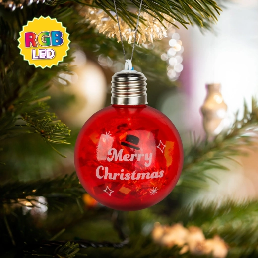 Kerst-LED-bal RGB met sneeuwpop, 8 cm