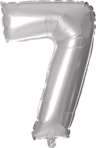 Folieballon cijfer 7 zilver 30 cm TORO
