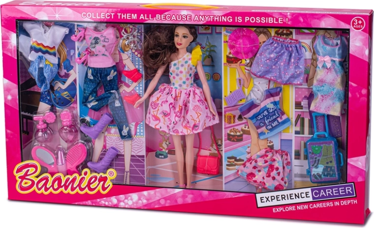 Modieuze pop 29 cm met kleding en accessoires