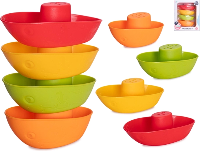 Pyramide van plastic bootjes voor in het water 14 cm, 4 stuks