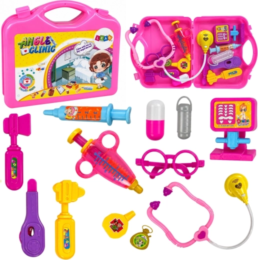 Dokterkoffertje voor kinderen – roze met stethoscoop