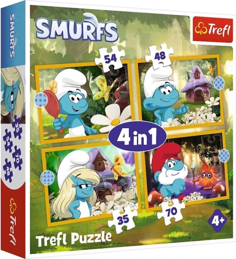 Puzzel Smurfen Leven in het dorp 4-in-1