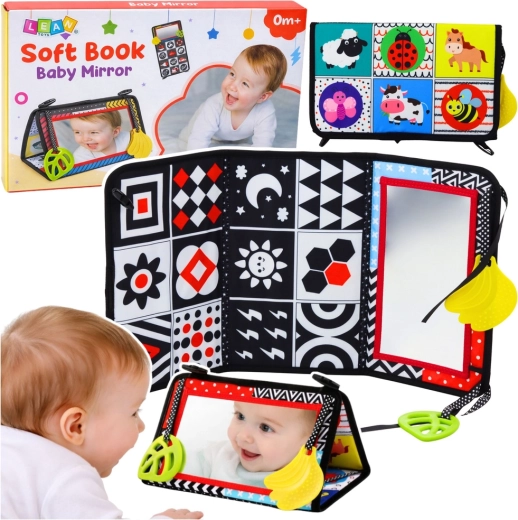 Contrasterende sensorische speelmat met veilig spiegeltje voor baby’s