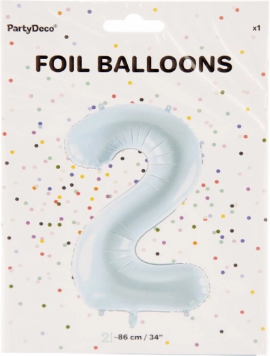 Folieballon cijfer 2 blauw 86 cm