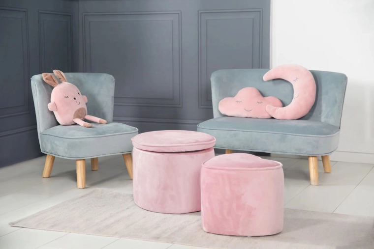 ROBA kinderpoef met opbergruimte roze