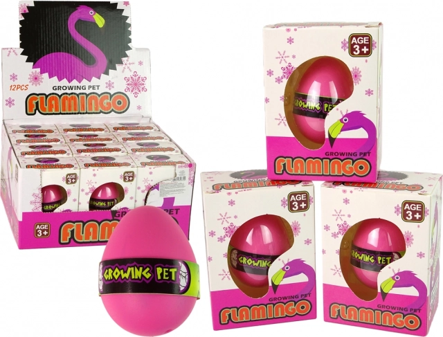 Groeiei flamingo-ei 6 cm roze