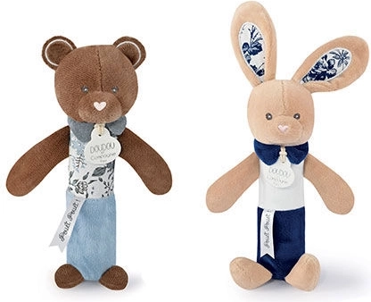 DOUDOU piepend rammelaartje konijntje 17 cm