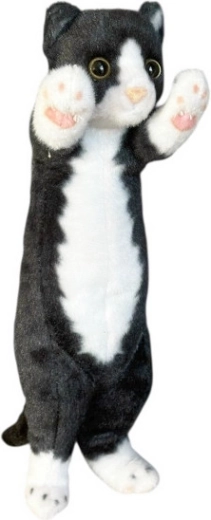 Pluchen kat staand 25 cm zwart-wit - 1 stuk