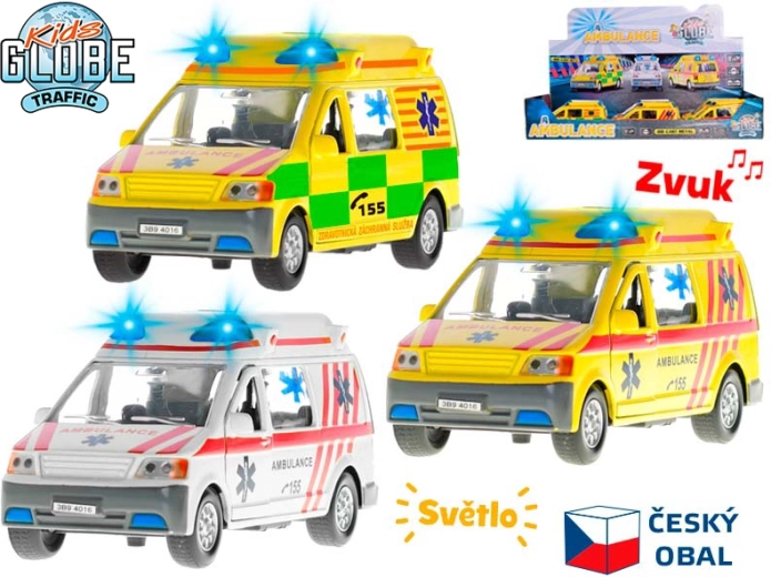 Kids Globe Traffic ambulance met licht en geluid 14 cm