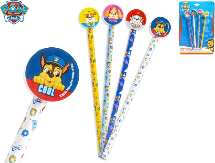 Set potloden met gum PAW PATROL, 4 stuks, HB