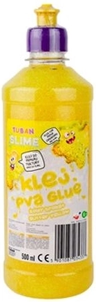 Tuban glitterlijm PVA 500 ml geel