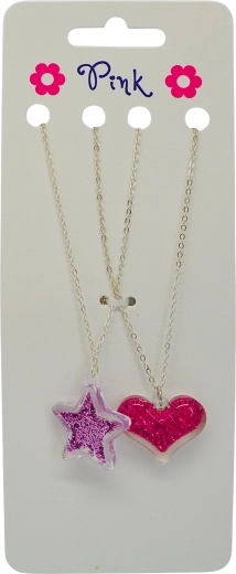 Halskettingen met hart- en sterhanger, set van 2 stuks