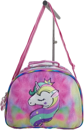 Meisjesschoudertas met regenboogeenhoorn 25 cm
