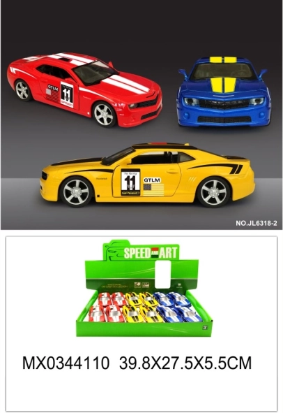 Metalen sportwagen met openslaande deuren en pull-back functie