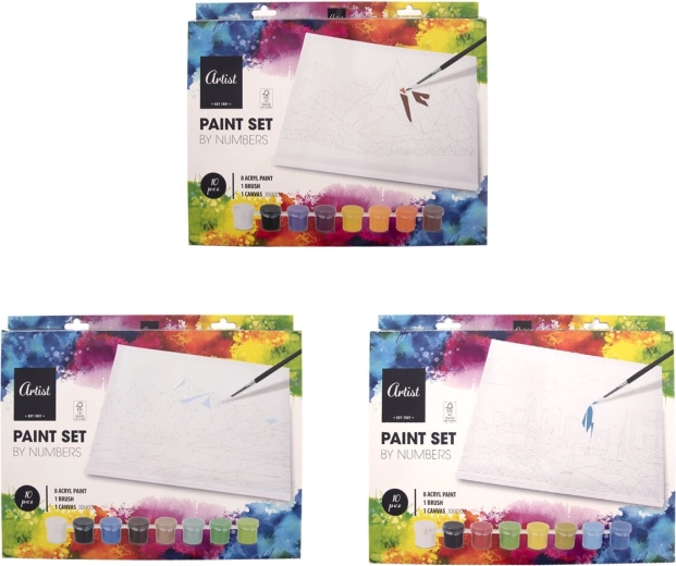 Creatieve set schilderen op nummer – mix van motieven (10 stuks)