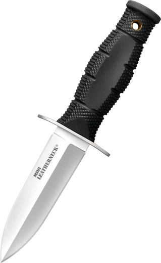 Cold Steel Mini Leatherneck Double Edge – kleine nekmessen 9 cm, zwart, Kraton, Secure-Ex schede