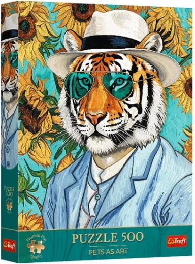 Trefl Premium Plus puzzel Pets as Art: Meneer Tijger en Zonnebloemen 500 stukjes