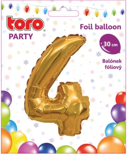 Folieballon cijfer 4 30 cm goud TORO