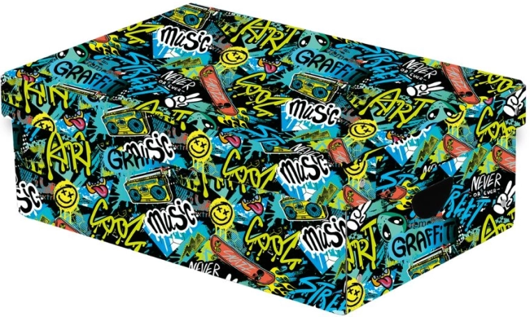 Grote gelamineerde opbergdoos Funny Boy met deksel