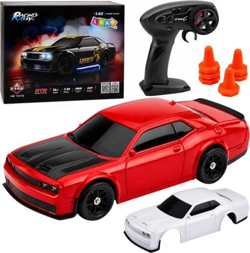 RC drift sportauto 4WD 1:43 met gyroscoop ESP, rood