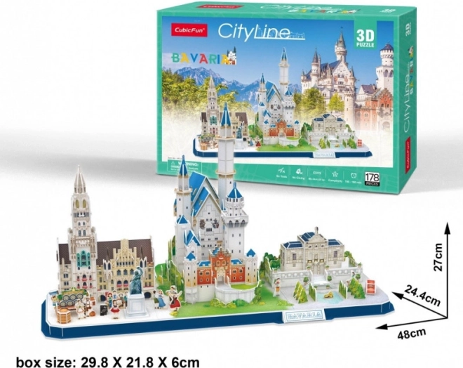 CUBICFUN 3D-puzzel CityLine panorama Beieren – 178 stukjes