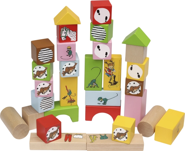 Houten blokken Pippi Langkous – set van 30 stuks