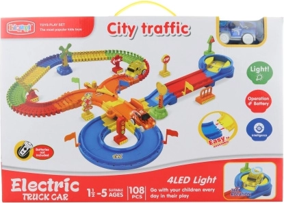 Verlichte baan met autootje op batterijen