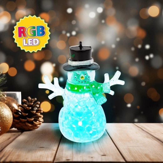 Kerst-LED-sneeuwpop groen met RGB-verlichting