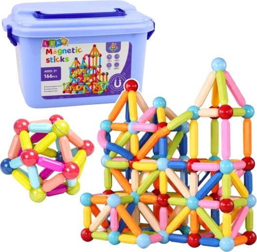 Magnetische 3D-bouwset in doos, 166 onderdelen