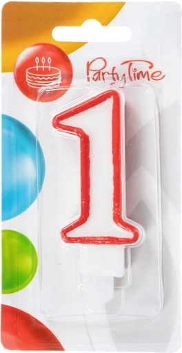 Verjaardagskaars cijfer 1 rood
