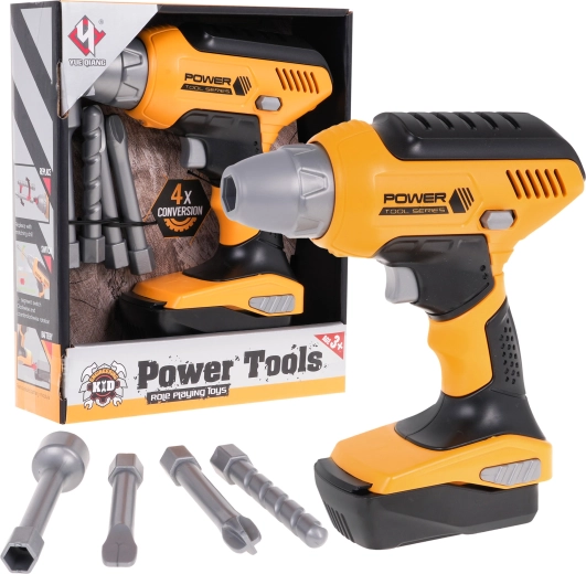 Interactieve kinderboormachine 3+ geel met 4 verwisselbare bits en uitneembare batterij