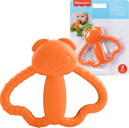 Bijtspeeltje voor baby’s oranje mot FISHER‑PRICE, zacht en met textuur