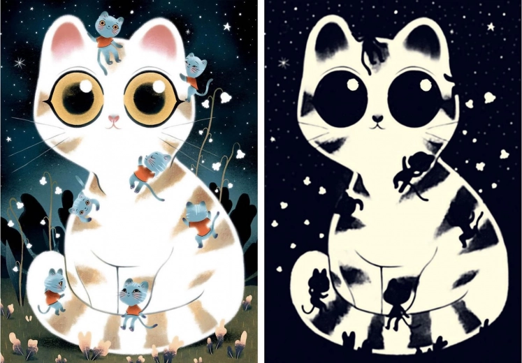 DJECO Lichtgevend puzzel Knuffelige katten 50 stukjes