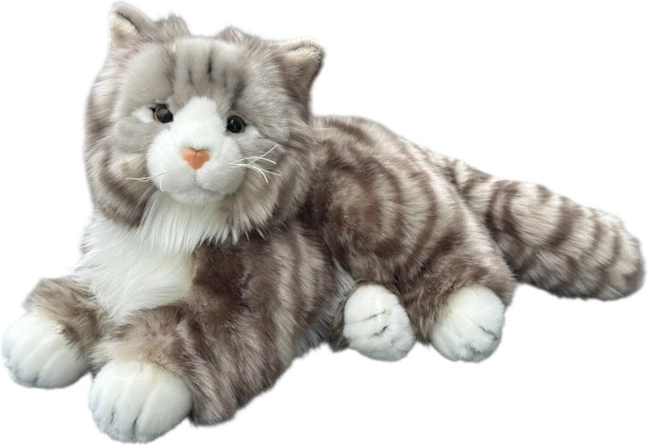 Decoratief beeldje van een liggende Noorse kat 30 cm