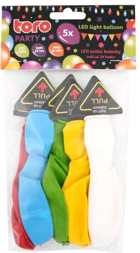 Lichtgevende LED-ballonnen TORO, set van 5 stuks