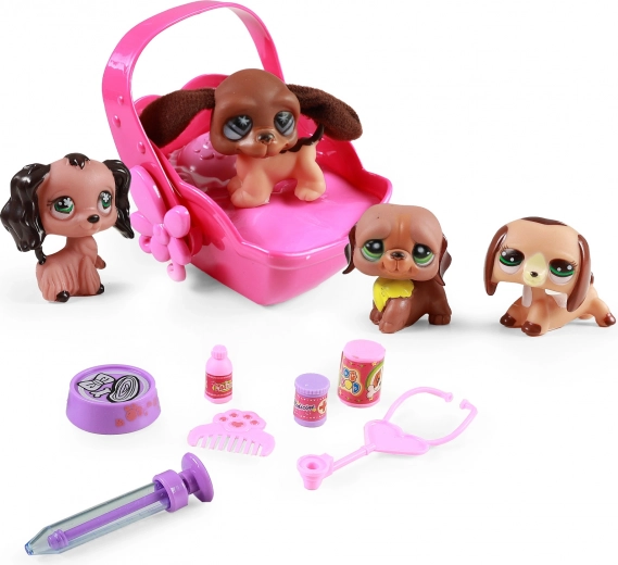 Set hondenspeeltjes met licht- en geluidstransportbox