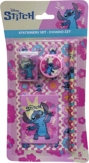 Vijfdelige schrijfset Lilo & Stitch roze