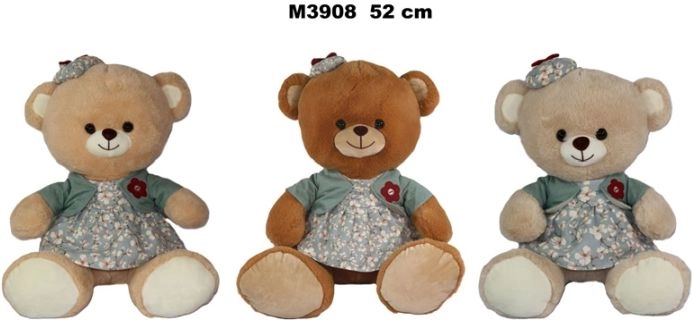 Pluchen teddybeer in een jurkje 52 cm - 1 stuk