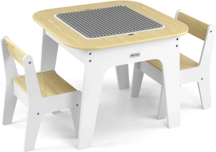 Milly Mally Olaf Blocks kindertafel met twee stoelen Wit