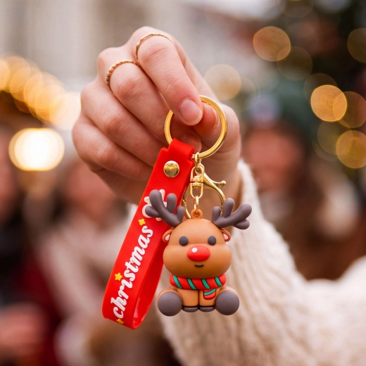 Kerstsleutelhanger met TPR-figuurtje - 1 stuk