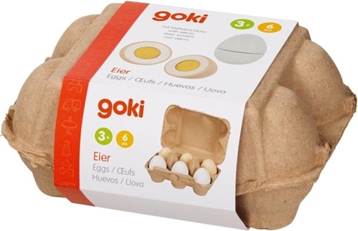 Goki houten eieren in eierdoos (6 stuks)