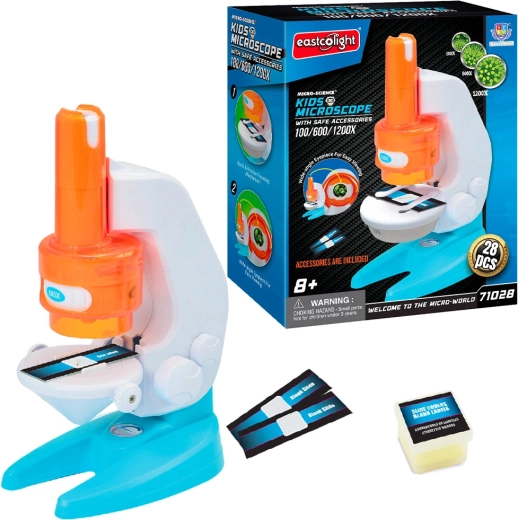 Kinder microscoop met accessoires en vergrotingen van 200/600/1200×