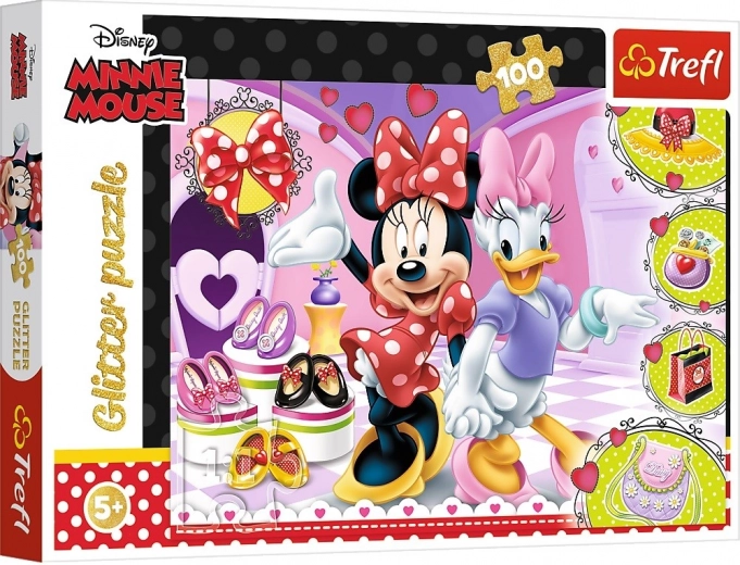Puzzel 100 stukjes Minnie en Glitter