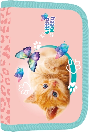 Schooletui met 2 flapjes Kat, enkeldeks, leeg