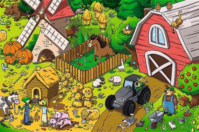 Puzzel TREFLÍCI op de boerderij 60 stukjes