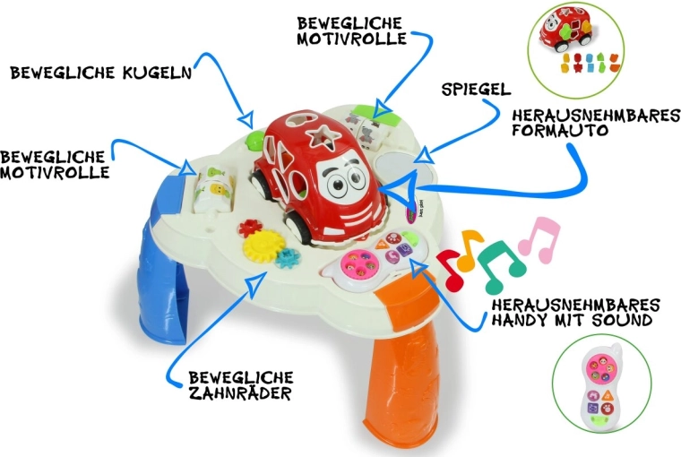 JAMARA speeltafel met vormenstoofauto en telefoon