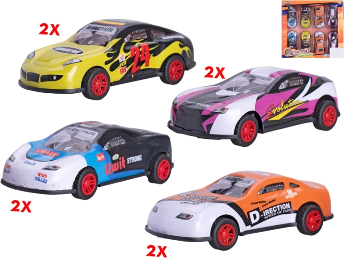 Set sportauto’s met opwindmechanisme 8,5 cm, 8 stuks