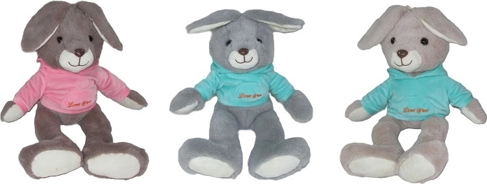 Pluchen konijntje in hoodie met capuchon 30 cm
