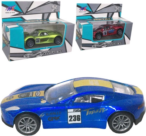 Metalen sportieve raceauto met terugtrekmechanisme 8 cm - 1 stuk